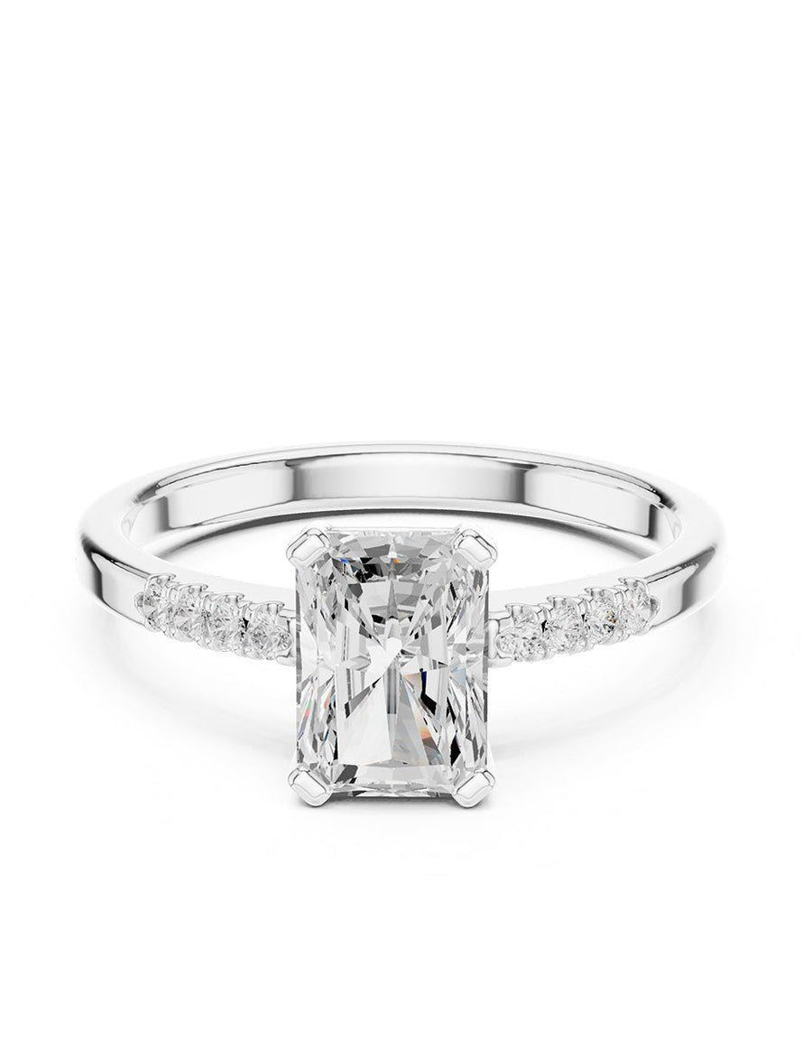 Anillo de compromiso - piedras laterales - AMORE227-EM-LG