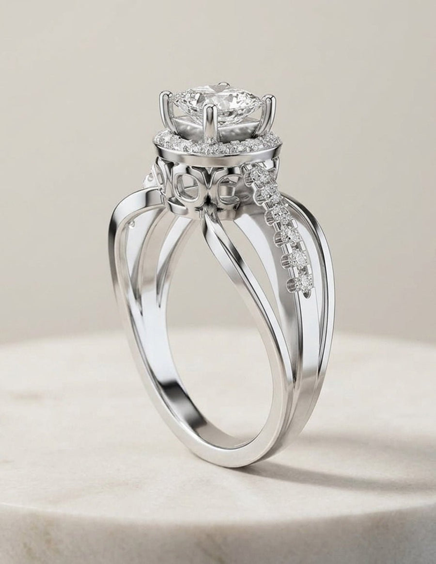 Anillo de compromiso - piedras laterales - AMORE228-PR-LG
