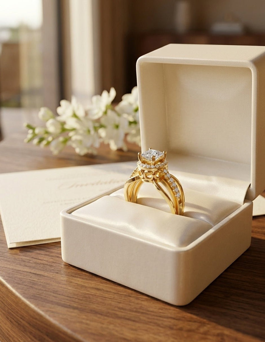 Anillo de compromiso - piedras laterales - AMORE228-PR-LG