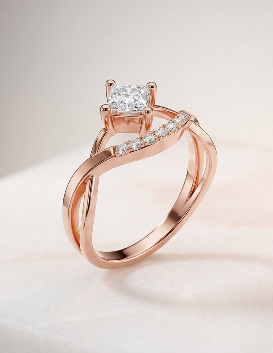 Anillo de compromiso - piedras laterales - AMORE229-PR-LG