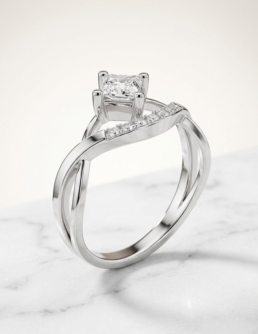 Anillo de compromiso - piedras laterales - AMORE229-PR-LG