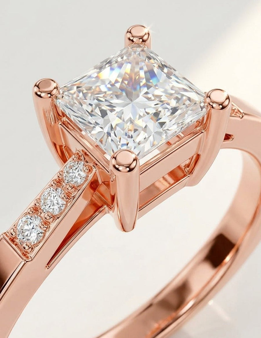 Anillo de compromiso - piedras laterales - AMORE230-PR-LG