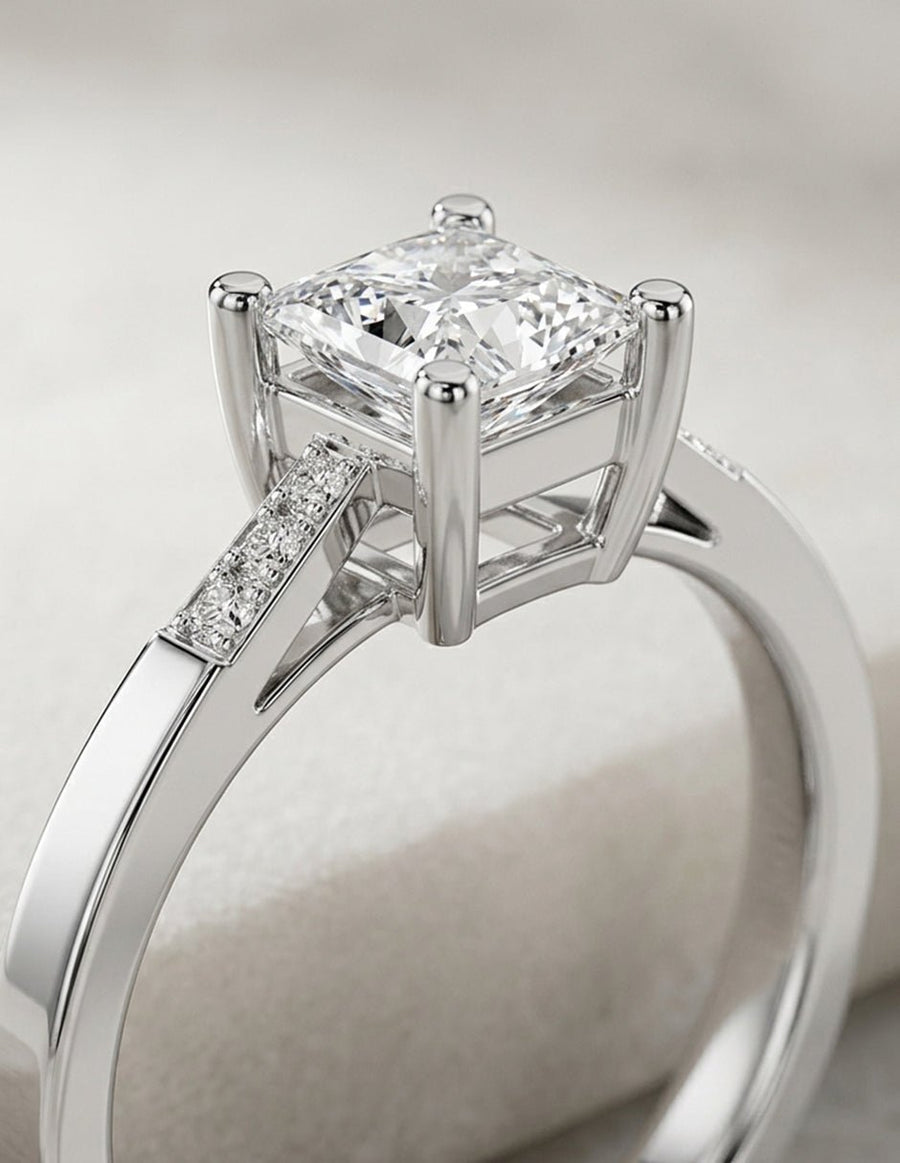 Anillo de compromiso - piedras laterales - AMORE230-PR-LG
