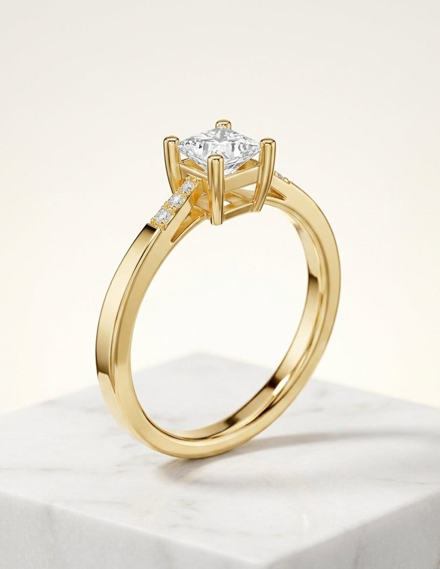 Anillo de compromiso - piedras laterales - AMORE230-PR-LG