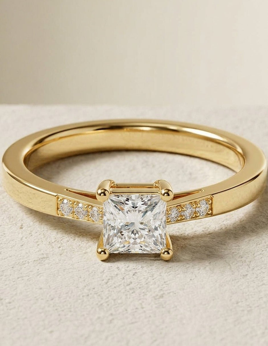 Anillo de compromiso - piedras laterales - AMORE230-PR-LG