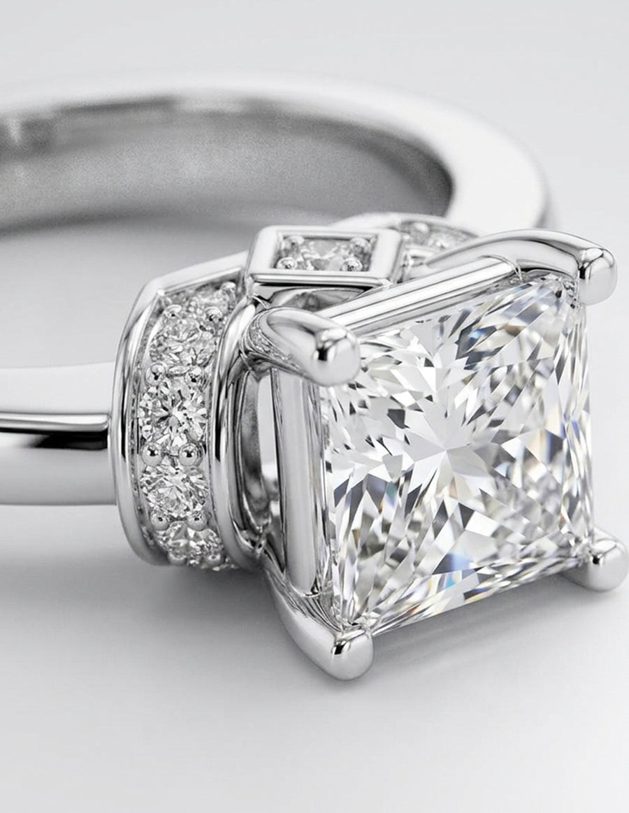 Montura para personalizar - piedras laterales - AMORE232-PR