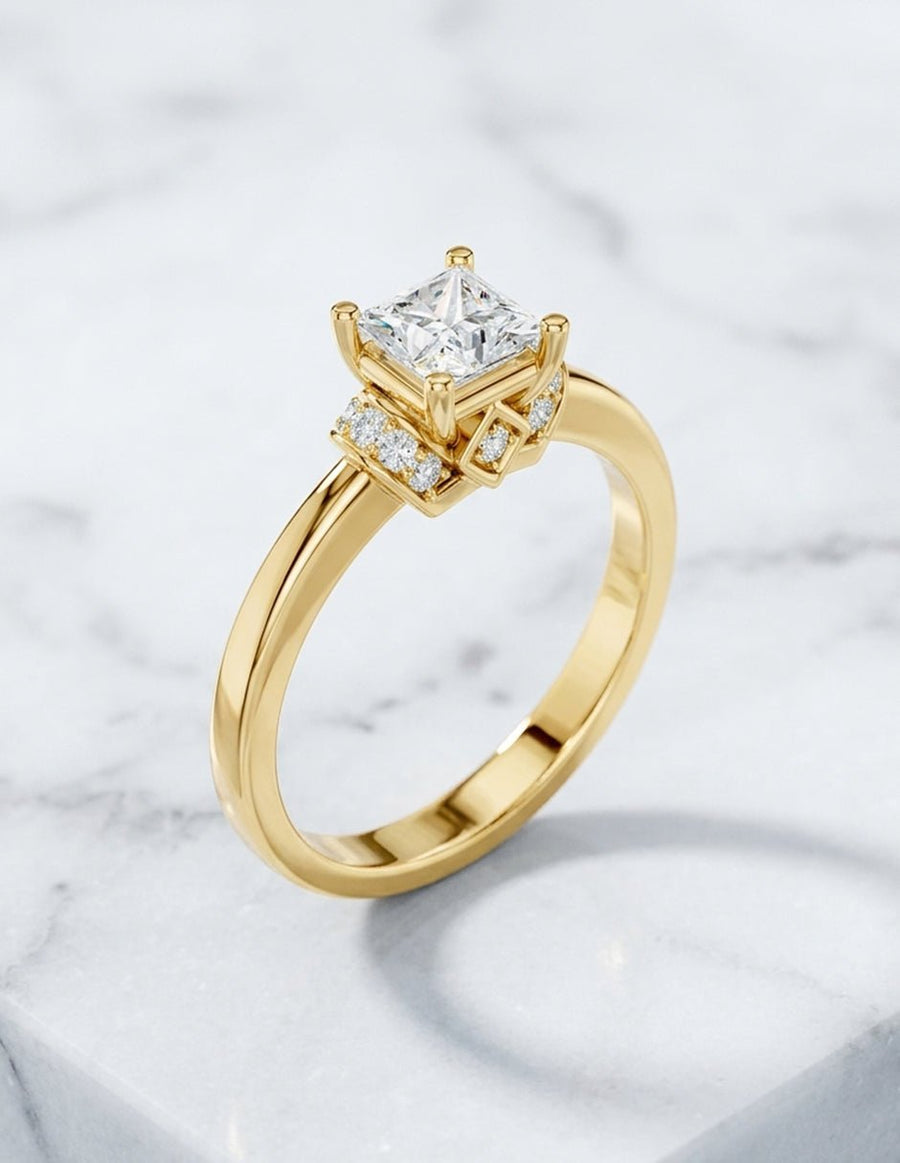 Anillo de compromiso - piedras laterales - AMORE232-PR-LG