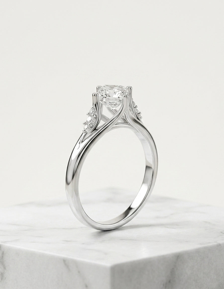 Montura para personalizar - piedras laterales - AMORE233-PR