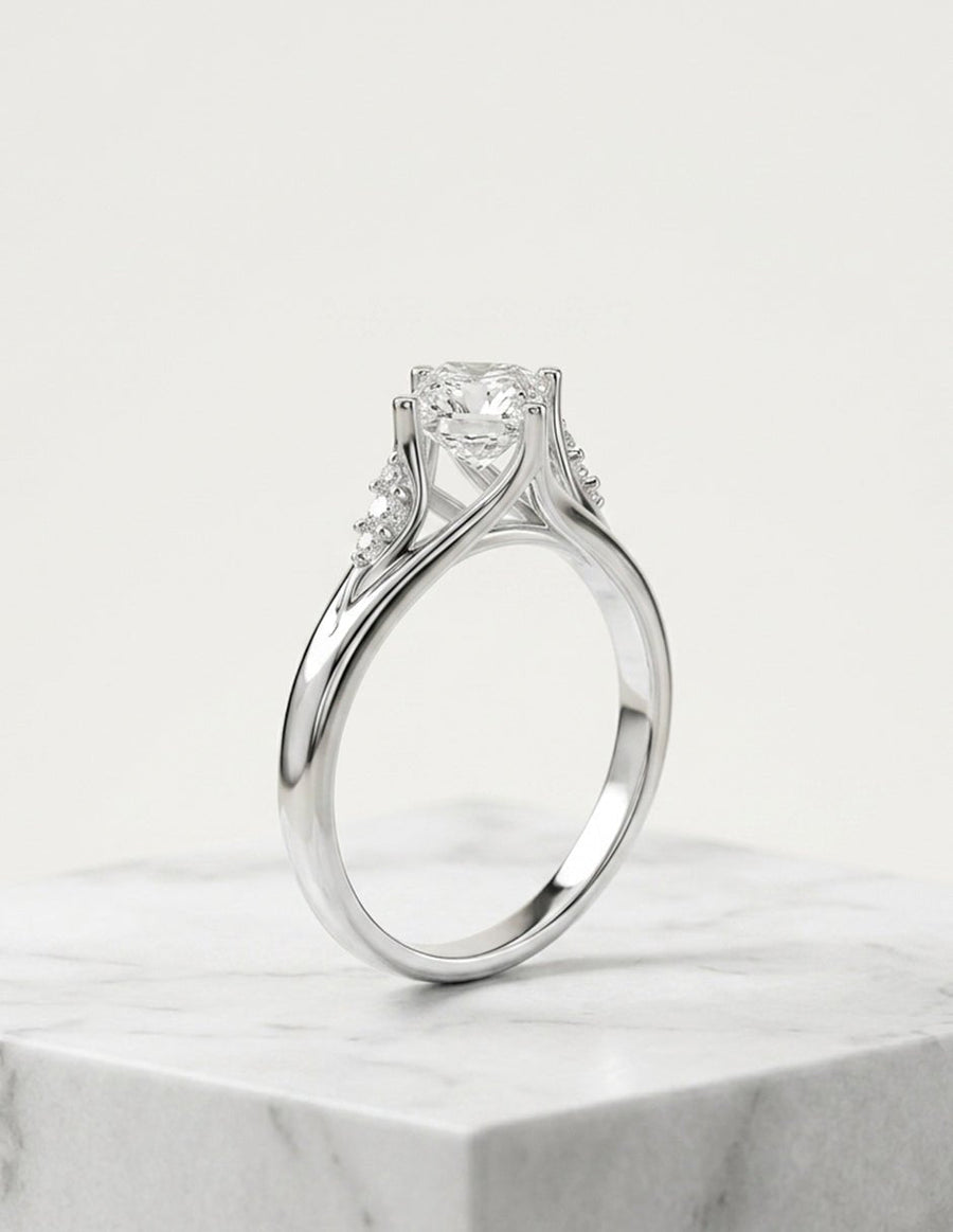 Anillo de compromiso - piedras laterales - AMORE233-PR-LG