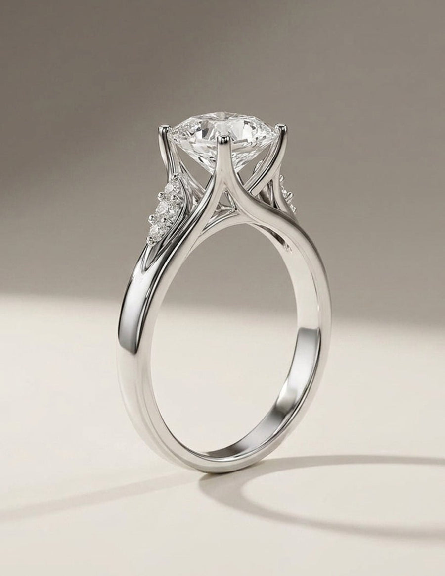 Anillo de compromiso - piedras laterales - AMORE233-PR-LG