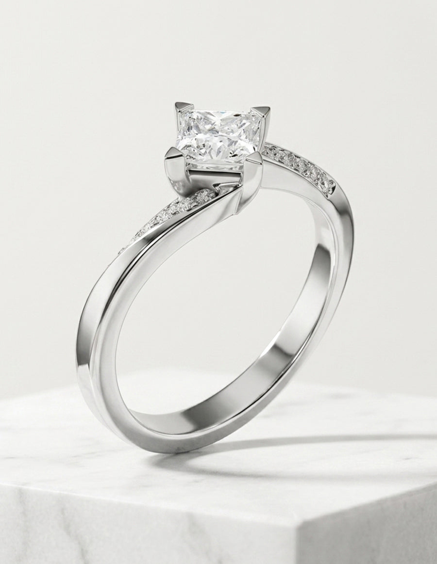 Montura para personalizar - piedras laterales - AMORE234-PR
