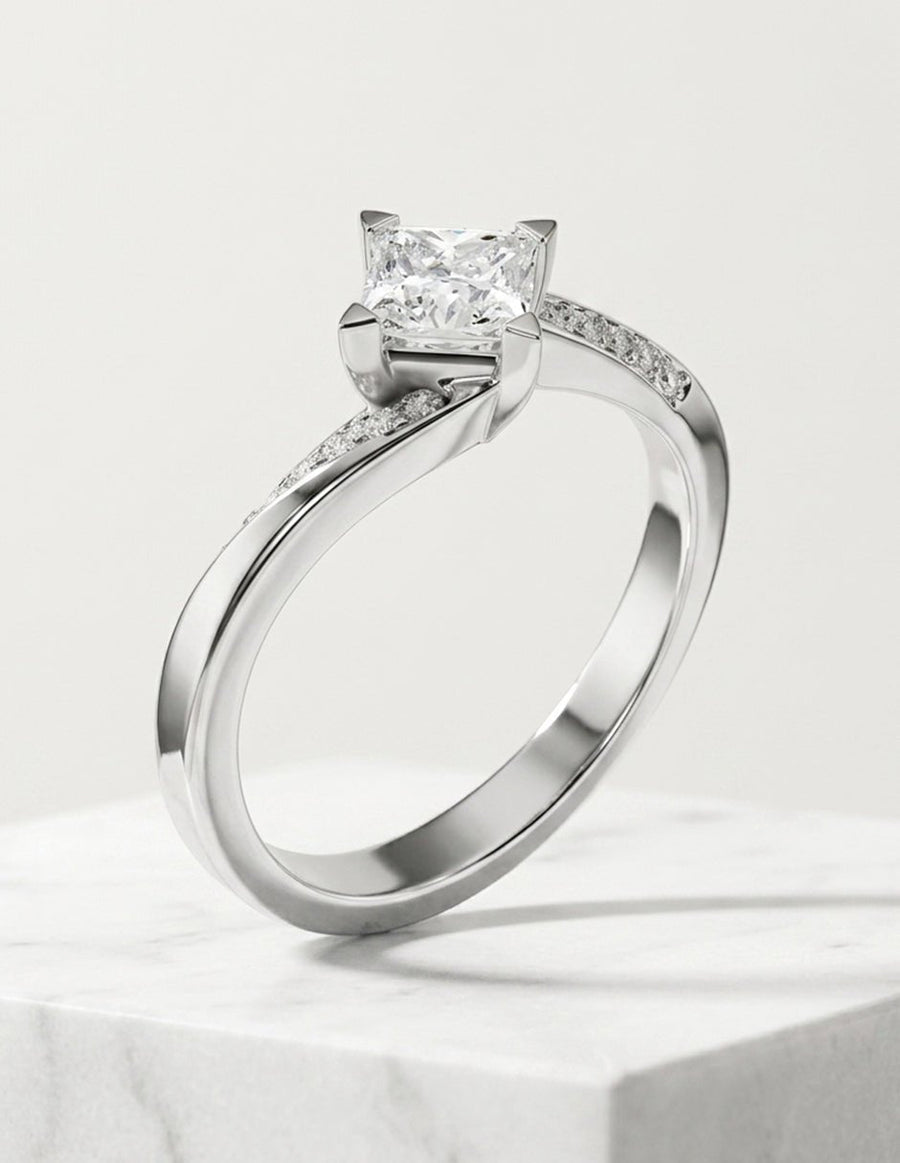 Anillo de compromiso - piedras laterales - AMORE234-PR-LG