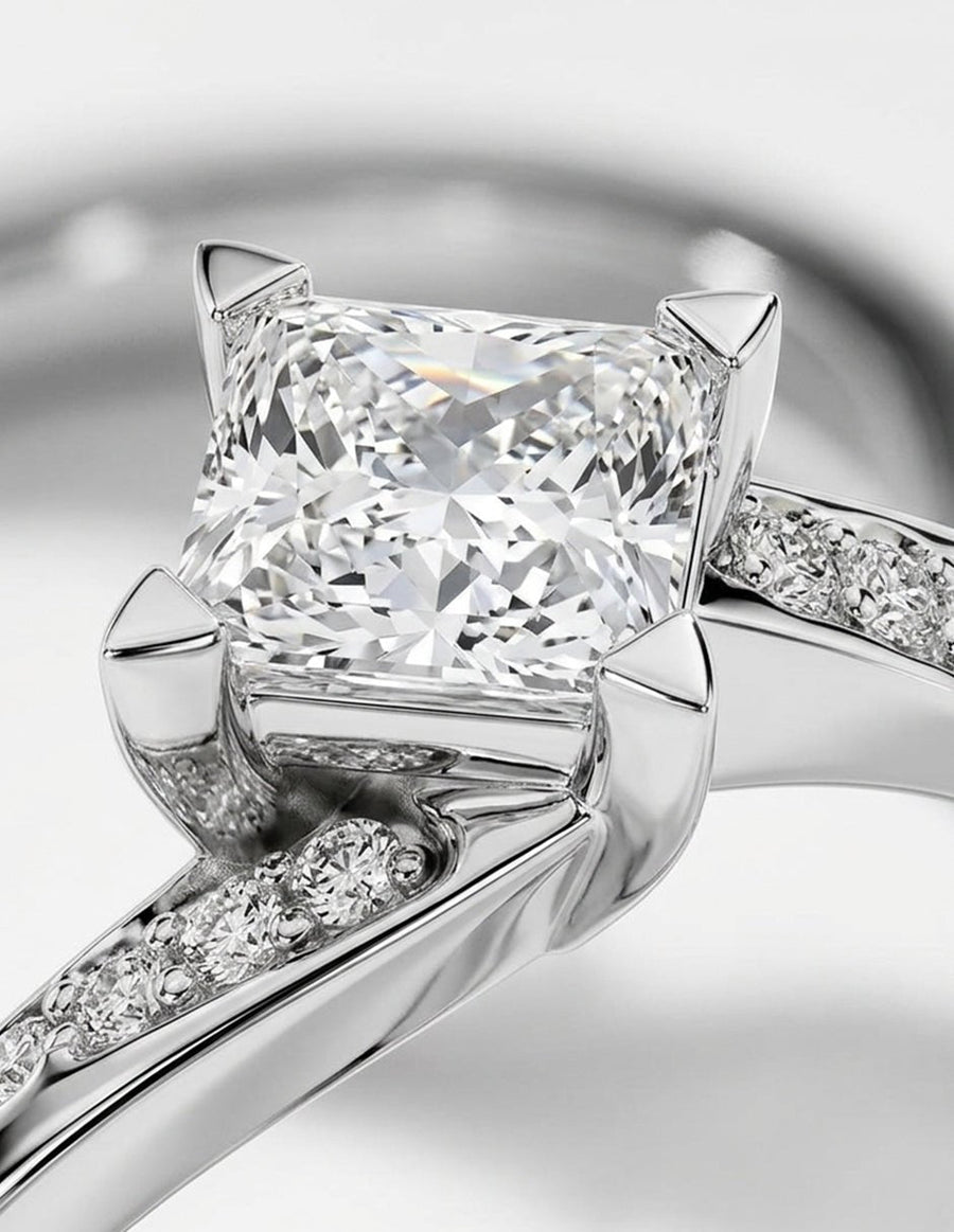 Anillo de compromiso - piedras laterales - AMORE234-PR-LG