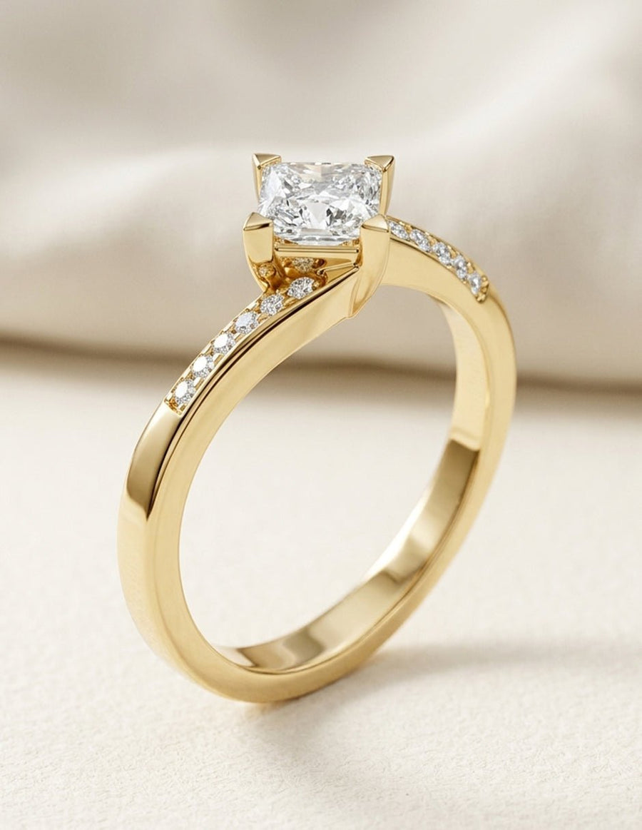 Anillo de compromiso - piedras laterales - AMORE234-PR-LG