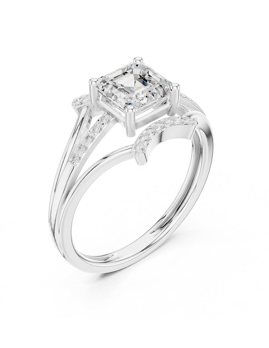 Anillo de compromiso - piedras laterales - AMORE236-AS-LG