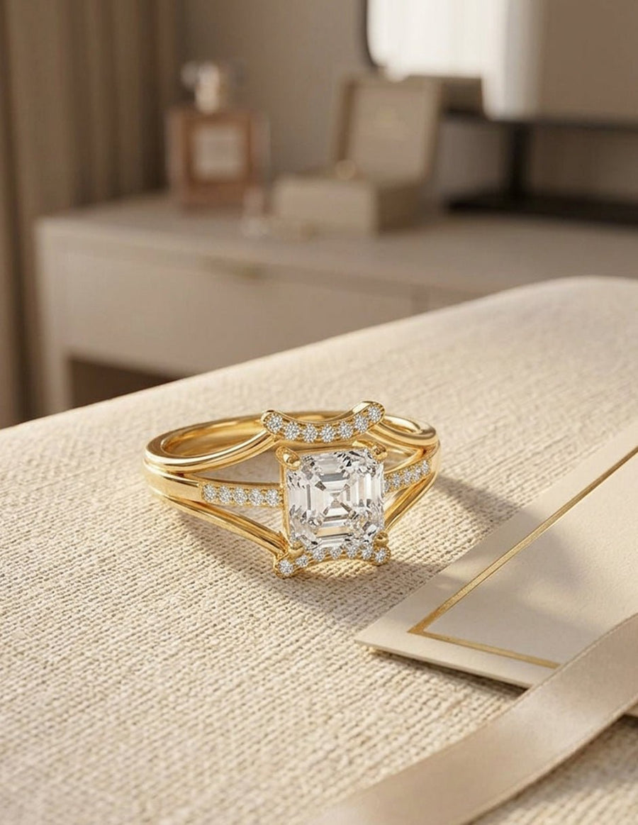 Anillo de compromiso - piedras laterales - AMORE236-AS-LG