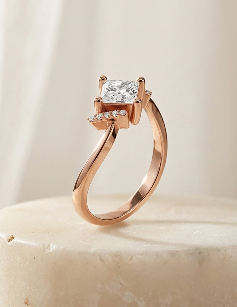 Anillo de compromiso - piedras laterales - AMORE238-PR-LG