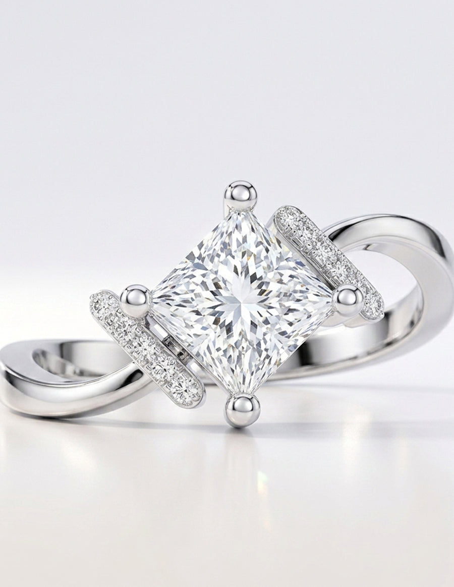 Montura para personalizar - piedras laterales - AMORE238-PR
