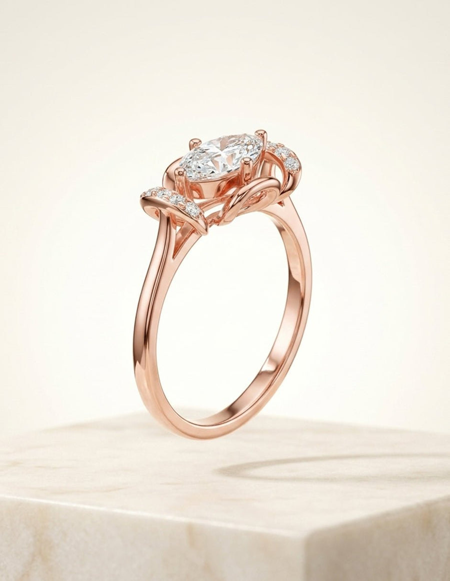 Anillo de compromiso - piedras laterales - AMORE239-MQ-LG