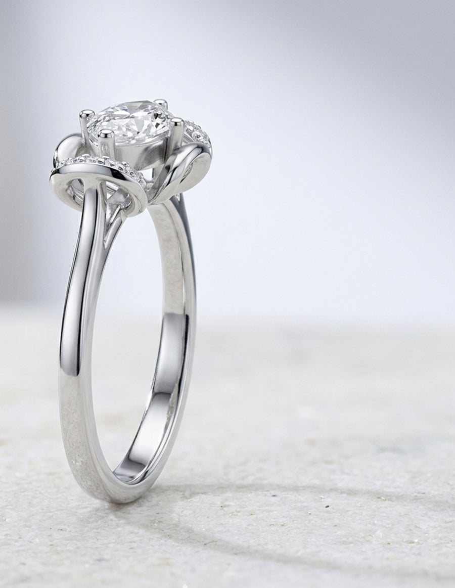 Montura para personalizar - piedras laterales - AMORE239-MQ