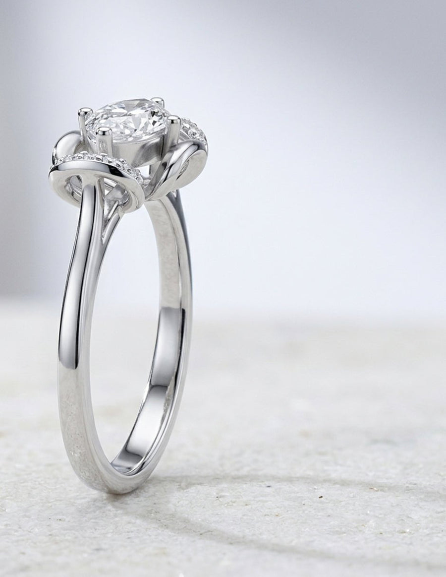 Anillo de compromiso - piedras laterales - AMORE239-MQ-LG