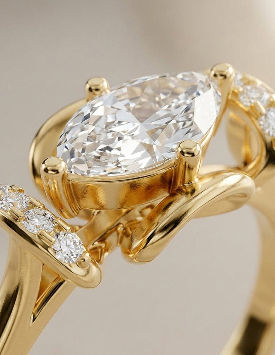 Anillo de compromiso - piedras laterales - AMORE239-MQ-LG