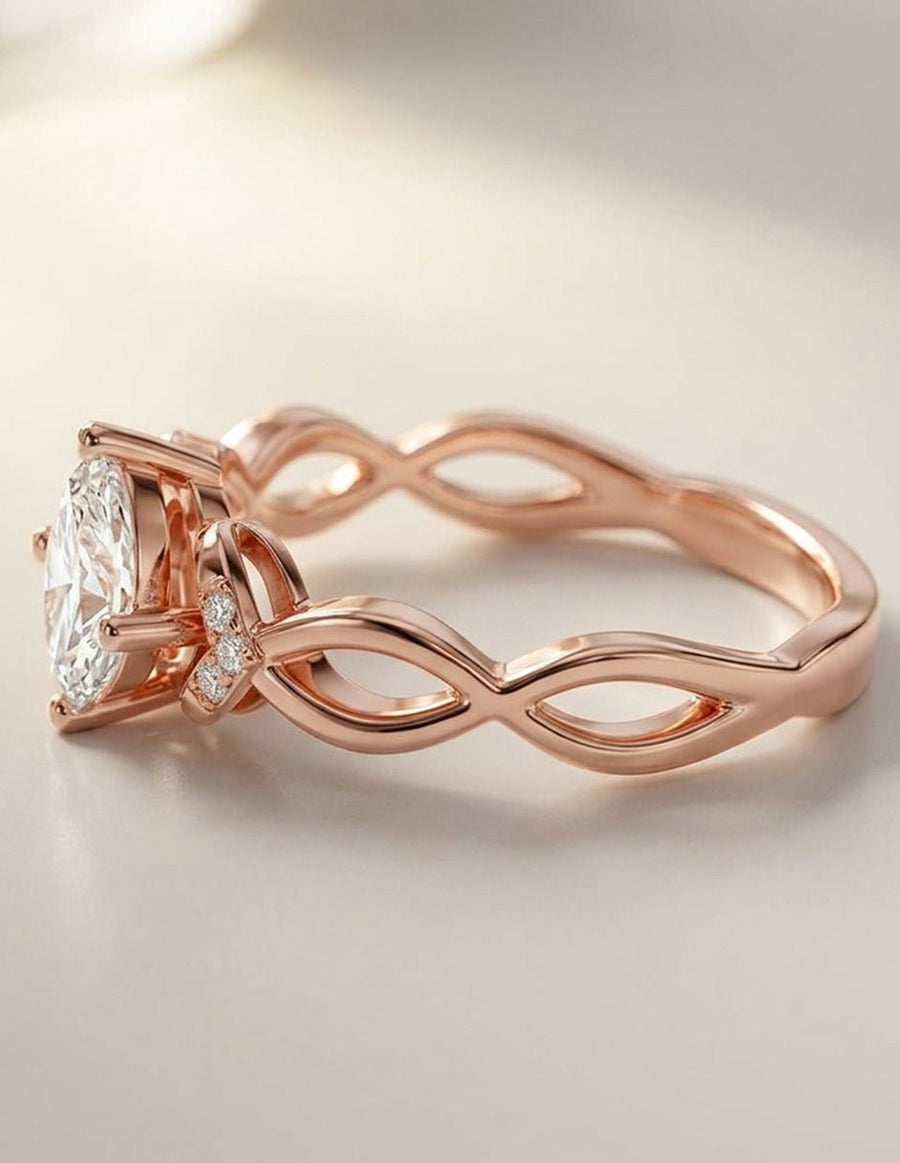 Anillo de compromiso - piedras laterales - AMORE240-MQ-LG