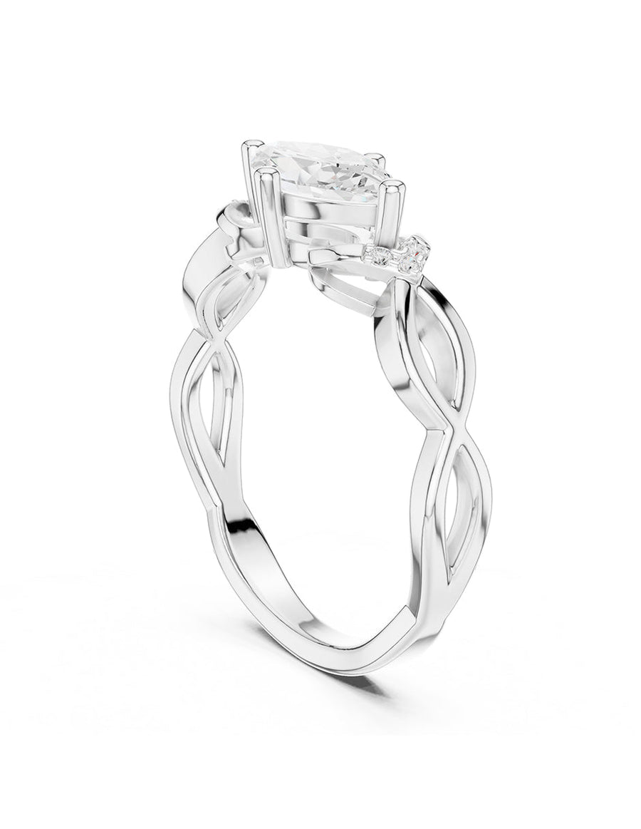 Anillo de compromiso - piedras laterales - AMORE240-MQ-LG