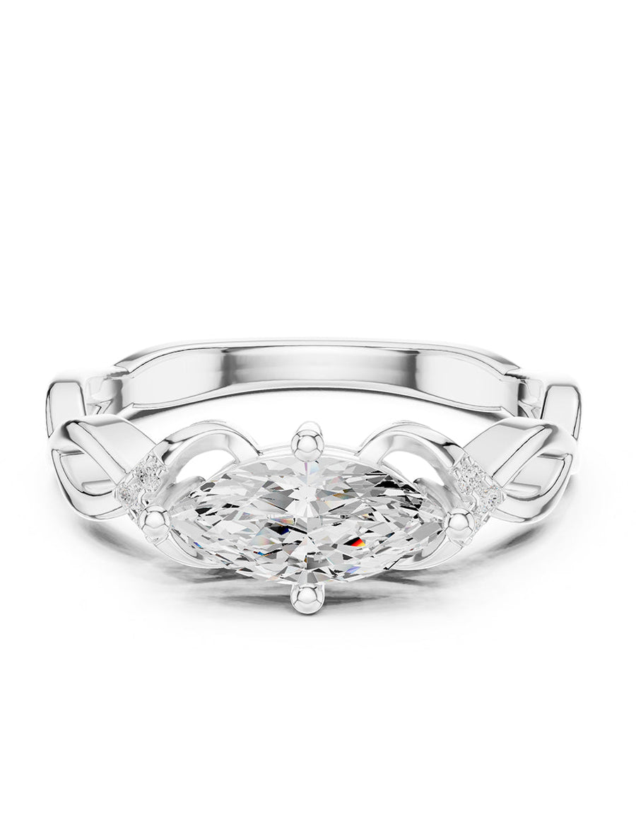 Anillo de compromiso - piedras laterales - AMORE240-MQ-LG