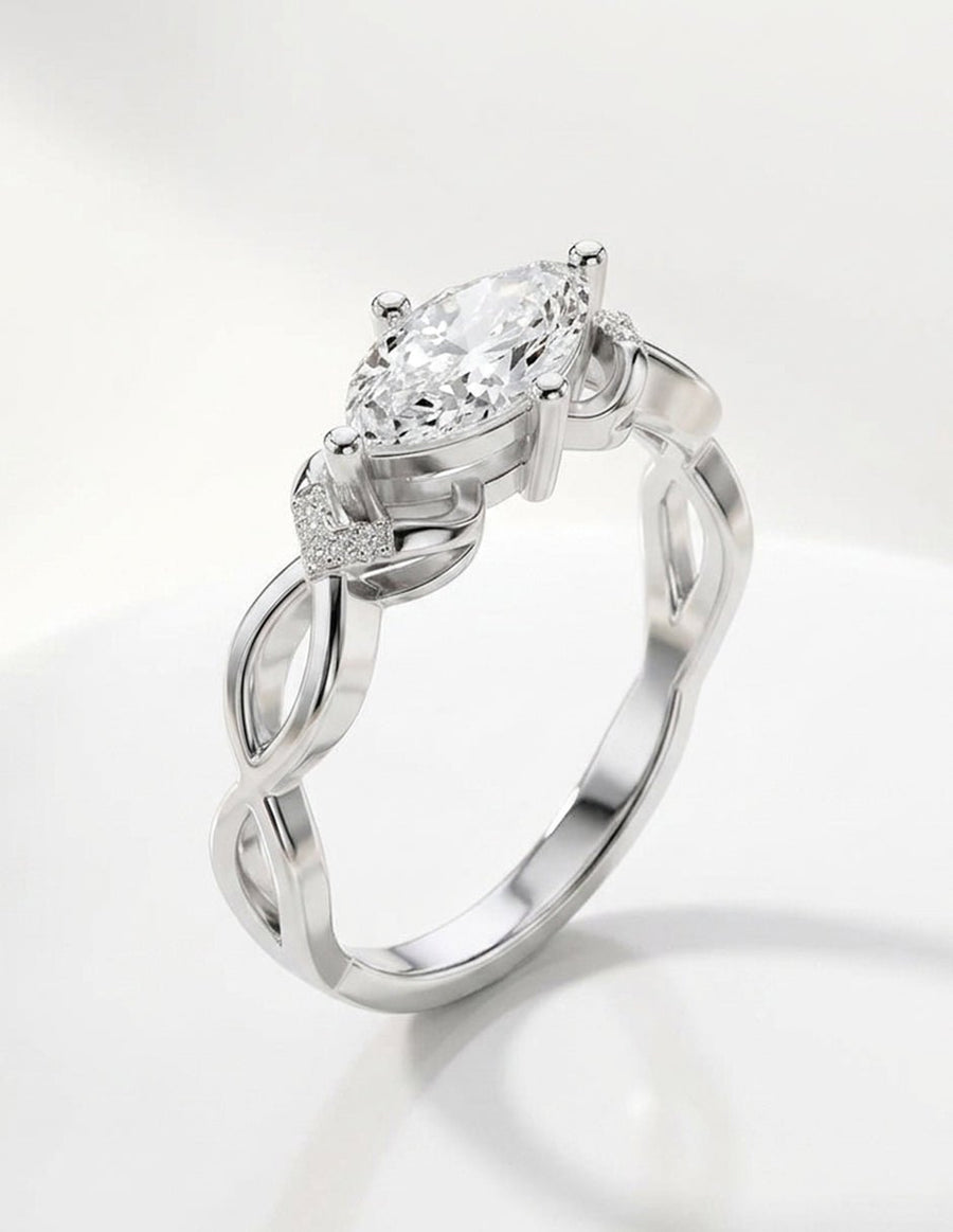 Anillo de compromiso - piedras laterales - AMORE240-MQ-LG