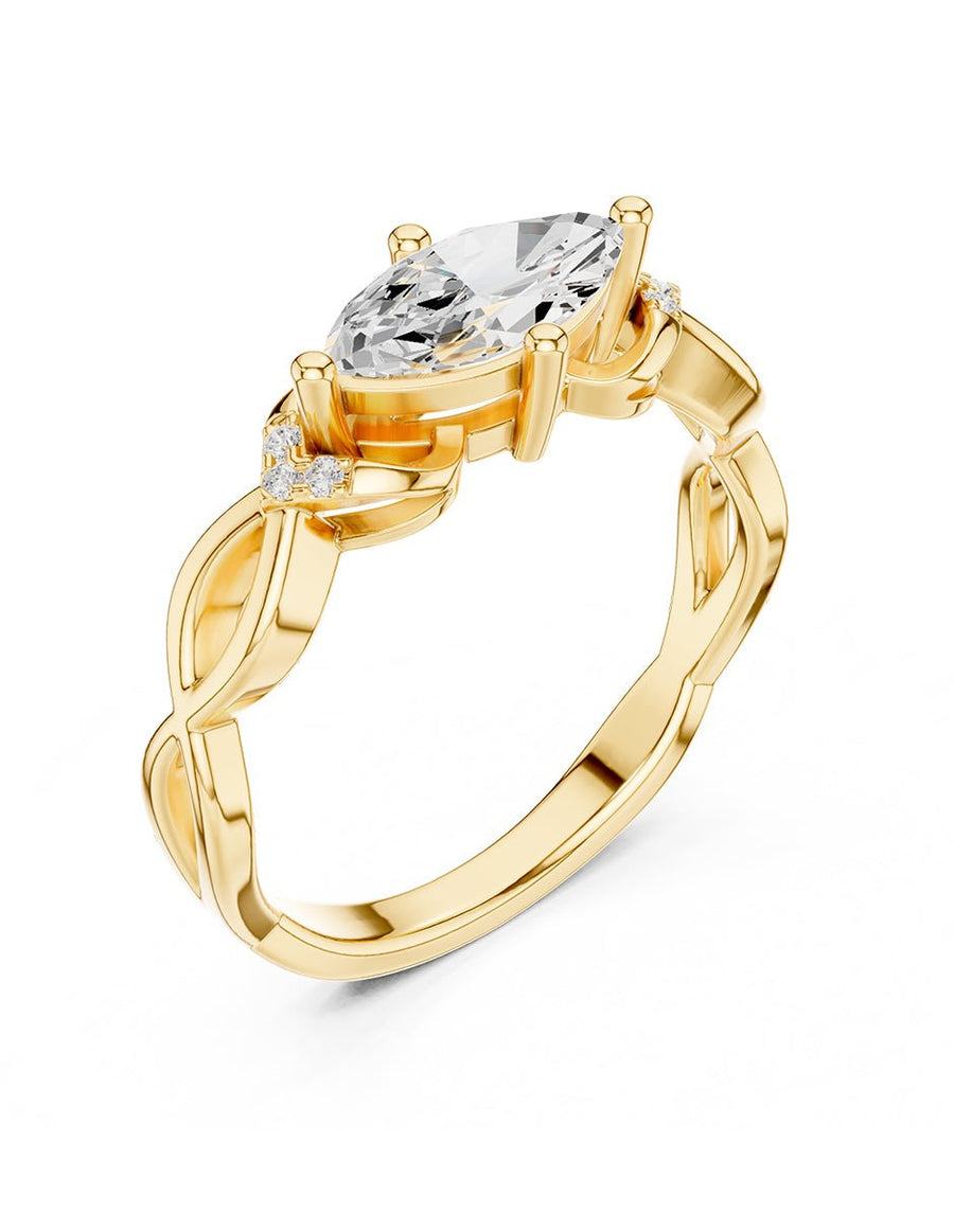 Anillo de compromiso - piedras laterales - AMORE240-MQ-LG