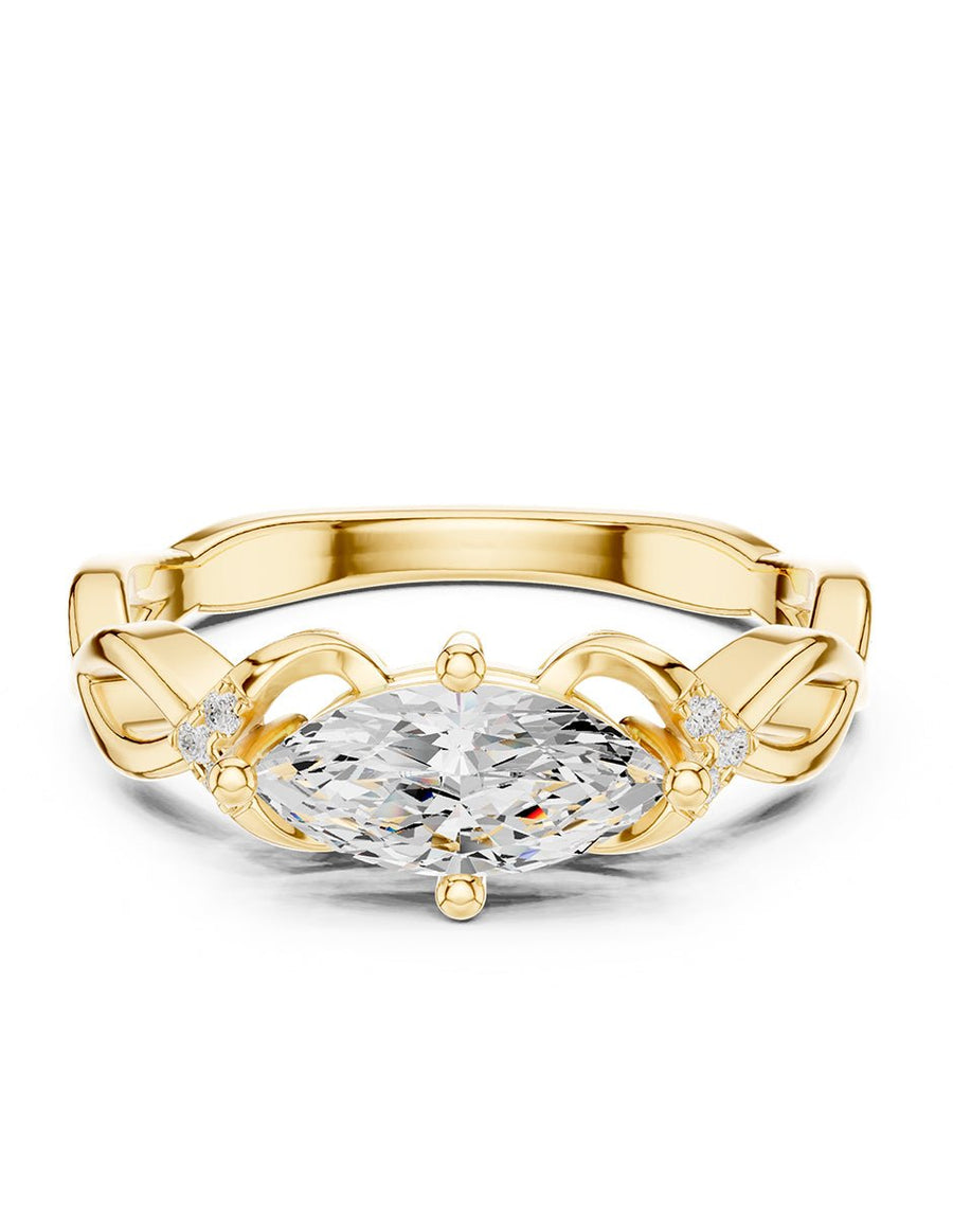 Anillo de compromiso - piedras laterales - AMORE240-MQ-LG