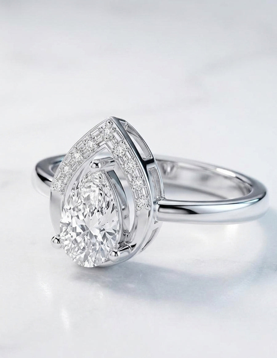 Montura para personalizar - piedras laterales - AMORE241-PE