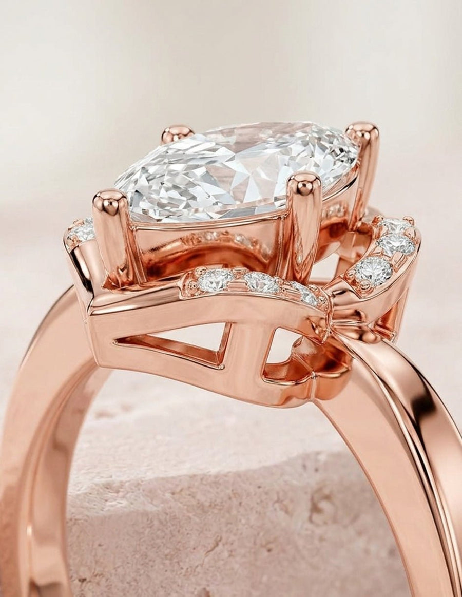 Anillo de compromiso - piedras laterales - AMORE243-MQ-LG