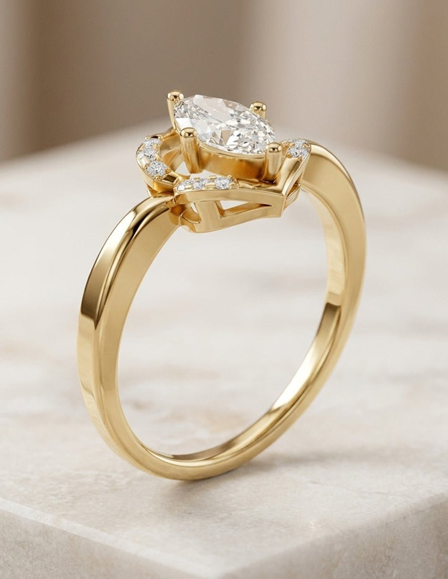Anillo de compromiso - piedras laterales - AMORE243-MQ-LG