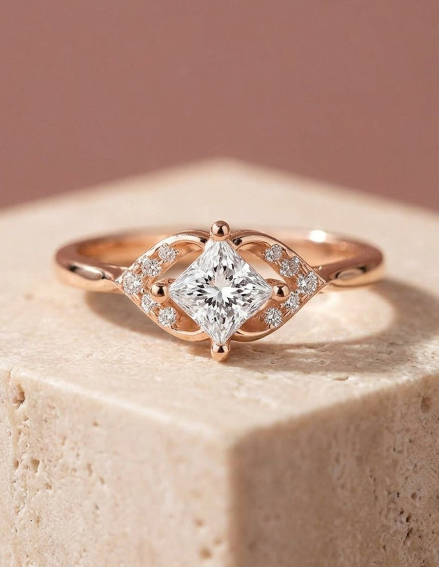 Anillo de compromiso - piedras laterales - AMORE244-PR-LG