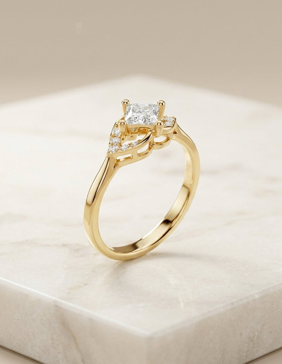 Anillo de compromiso - piedras laterales - AMORE244-PR-LG
