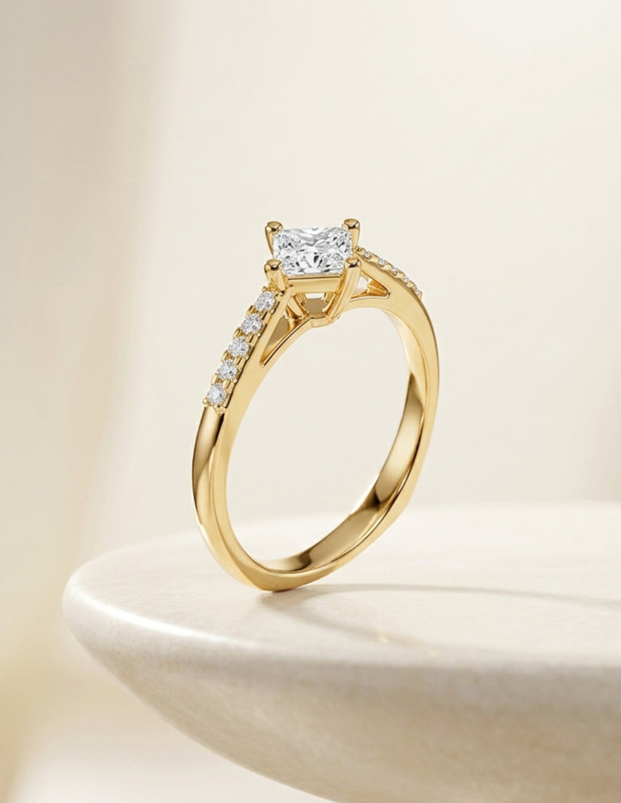 Montura para personalizar - piedras laterales - AMORE246-PR
