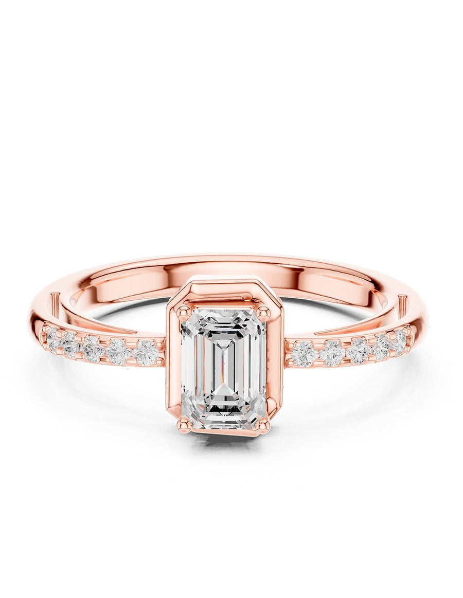Anillo de compromiso - piedras laterales - AMORE247-EM-LG