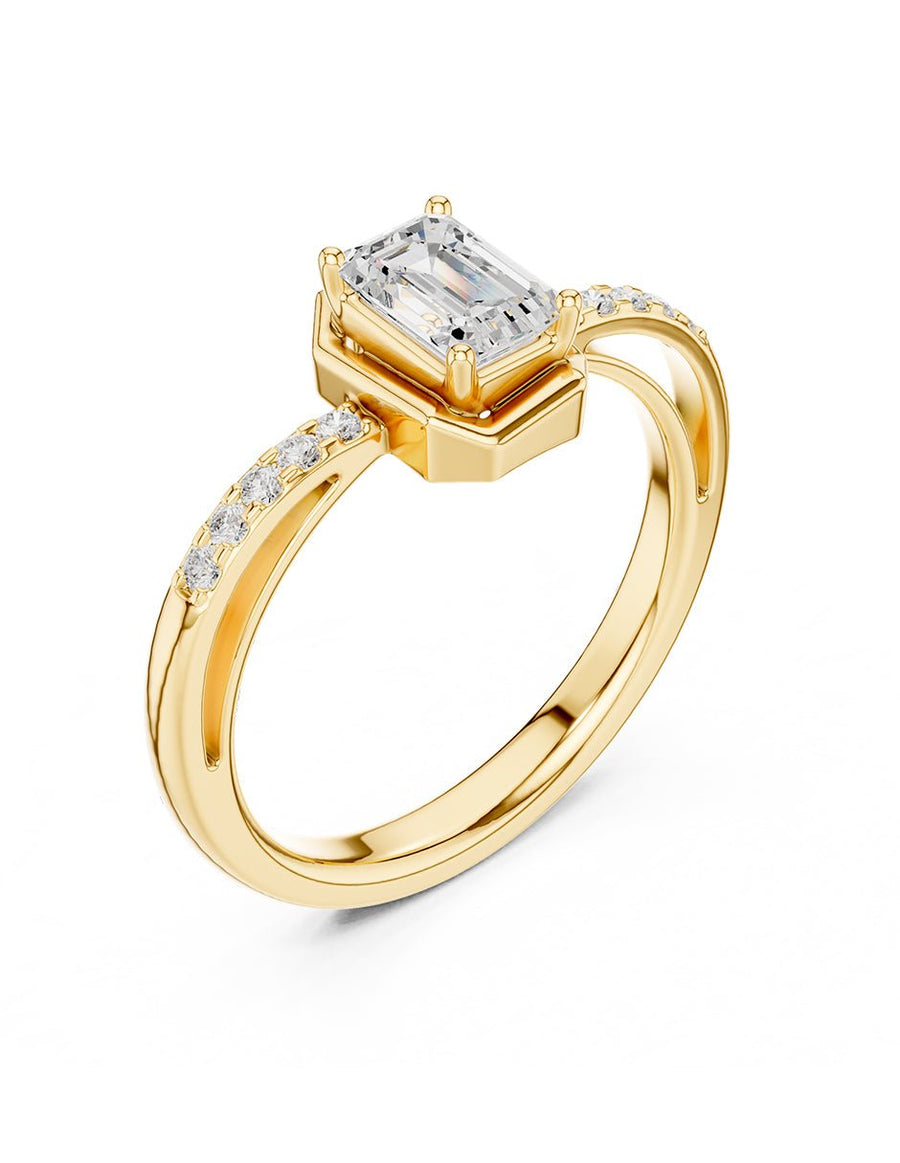 Anillo de compromiso - piedras laterales - AMORE247-EM-LG