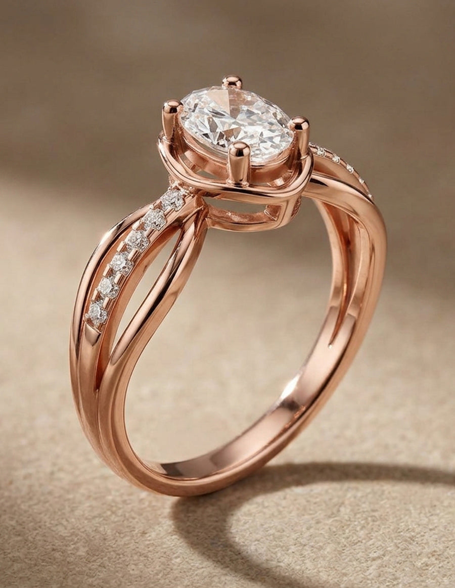 Montura para personalizar - piedras laterales - AMORE248-OV