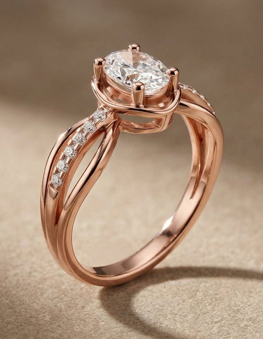 Anillo de compromiso - piedras laterales - AMORE248-OV-LG