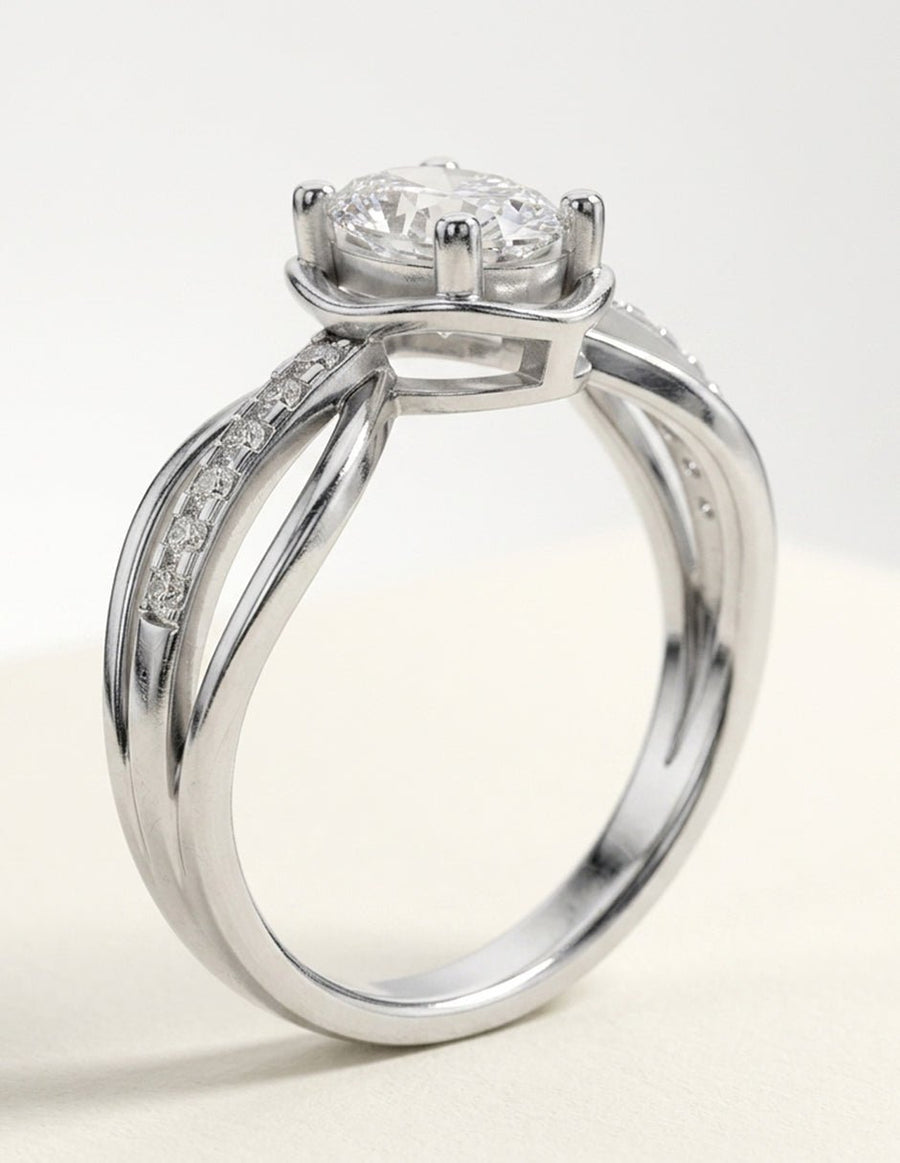 Anillo de compromiso - piedras laterales - AMORE248-OV-LG