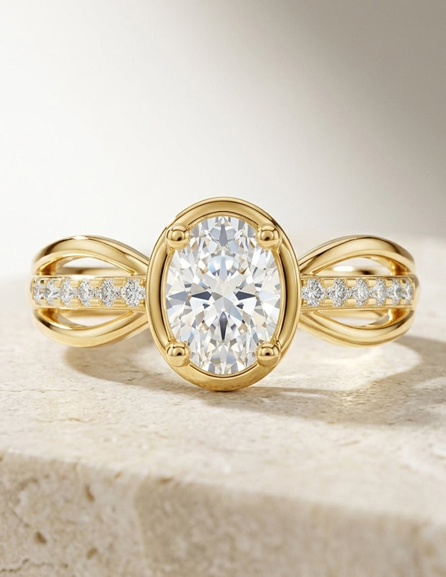 Anillo de compromiso - piedras laterales - AMORE248-OV-LG