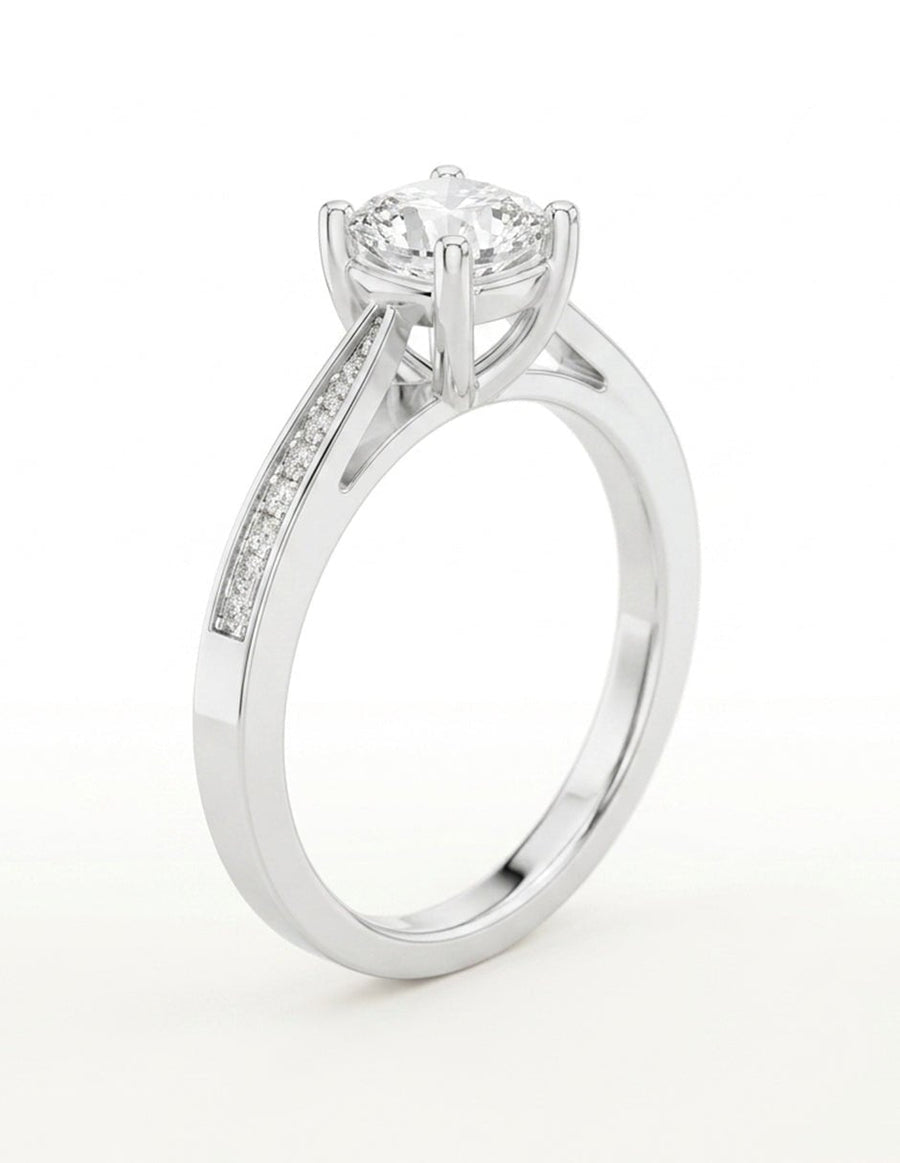Anillo de compromiso - piedras laterales - AMORE249-CU-LG