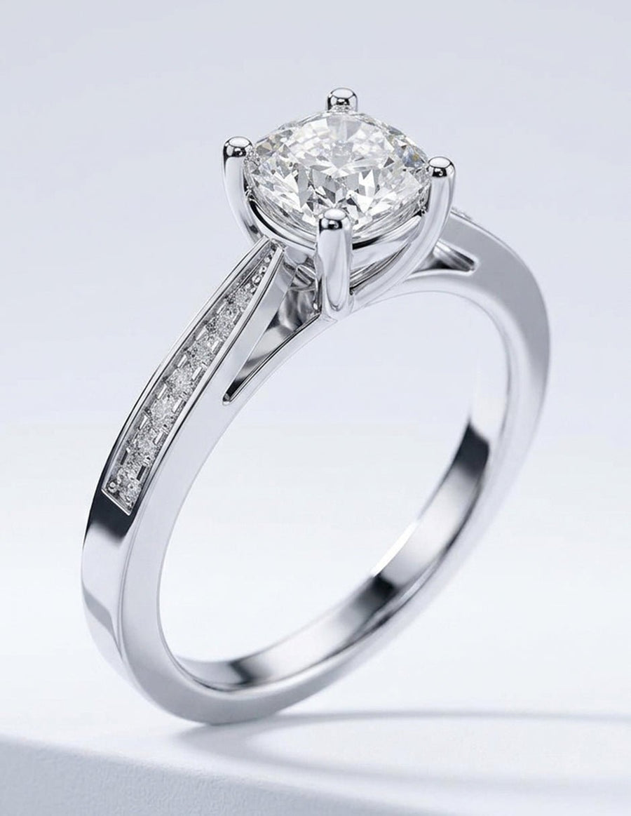 Anillo de compromiso - piedras laterales - AMORE249-CU-LG