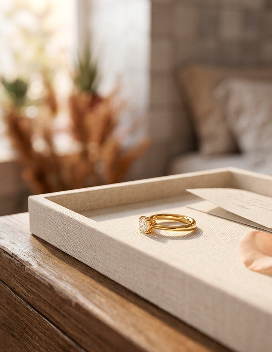 Anillo de Compromiso - solitario - AMORE25-RD-CZ