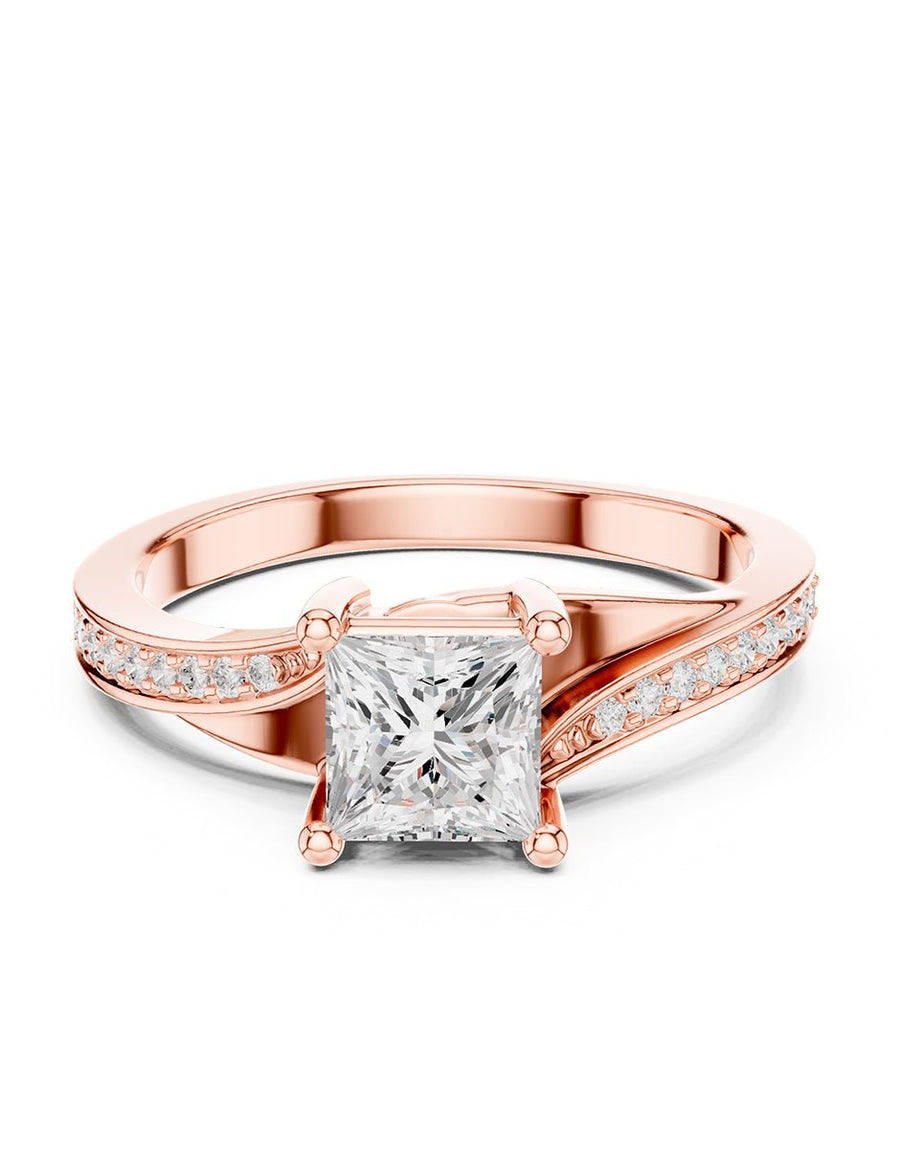 Anillo de compromiso - piedras laterales - AMORE250-PR-LG