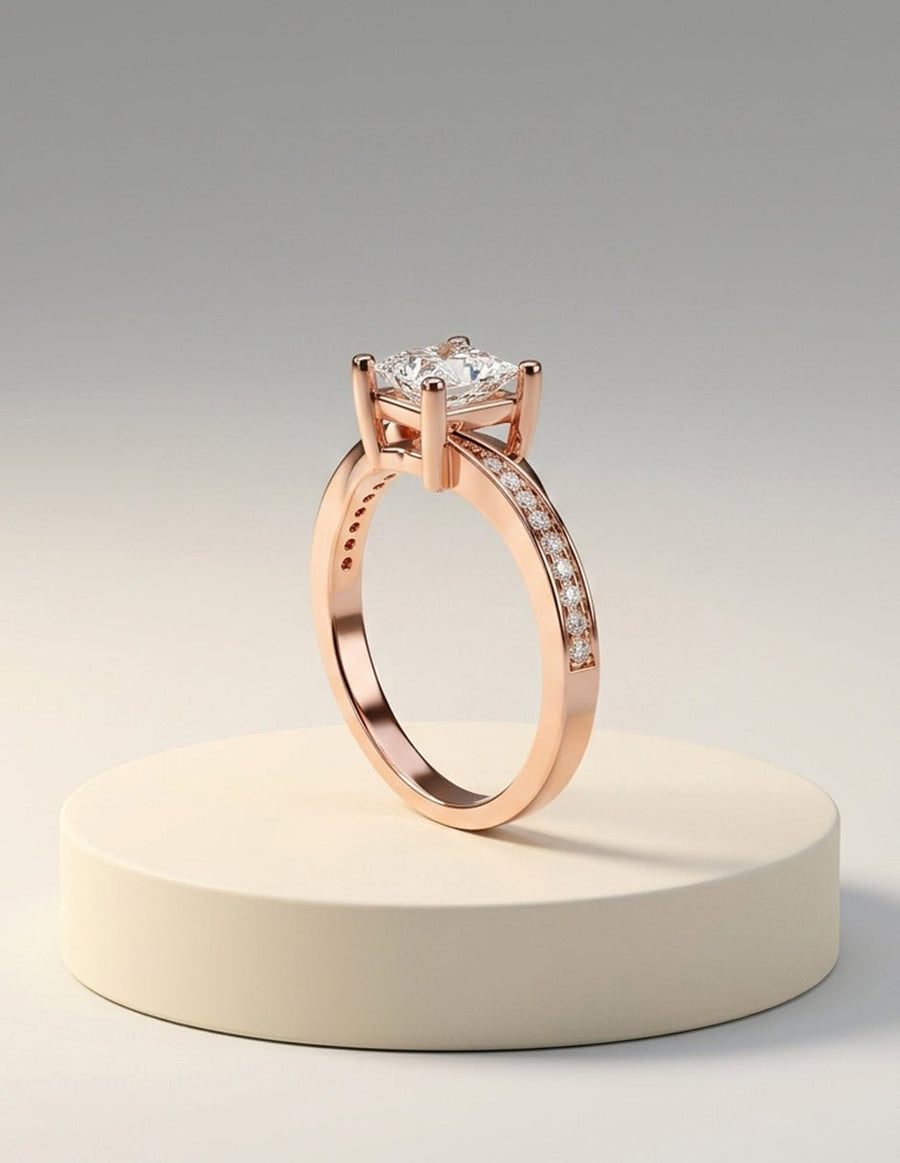 Anillo de compromiso - piedras laterales - AMORE250-PR-LG