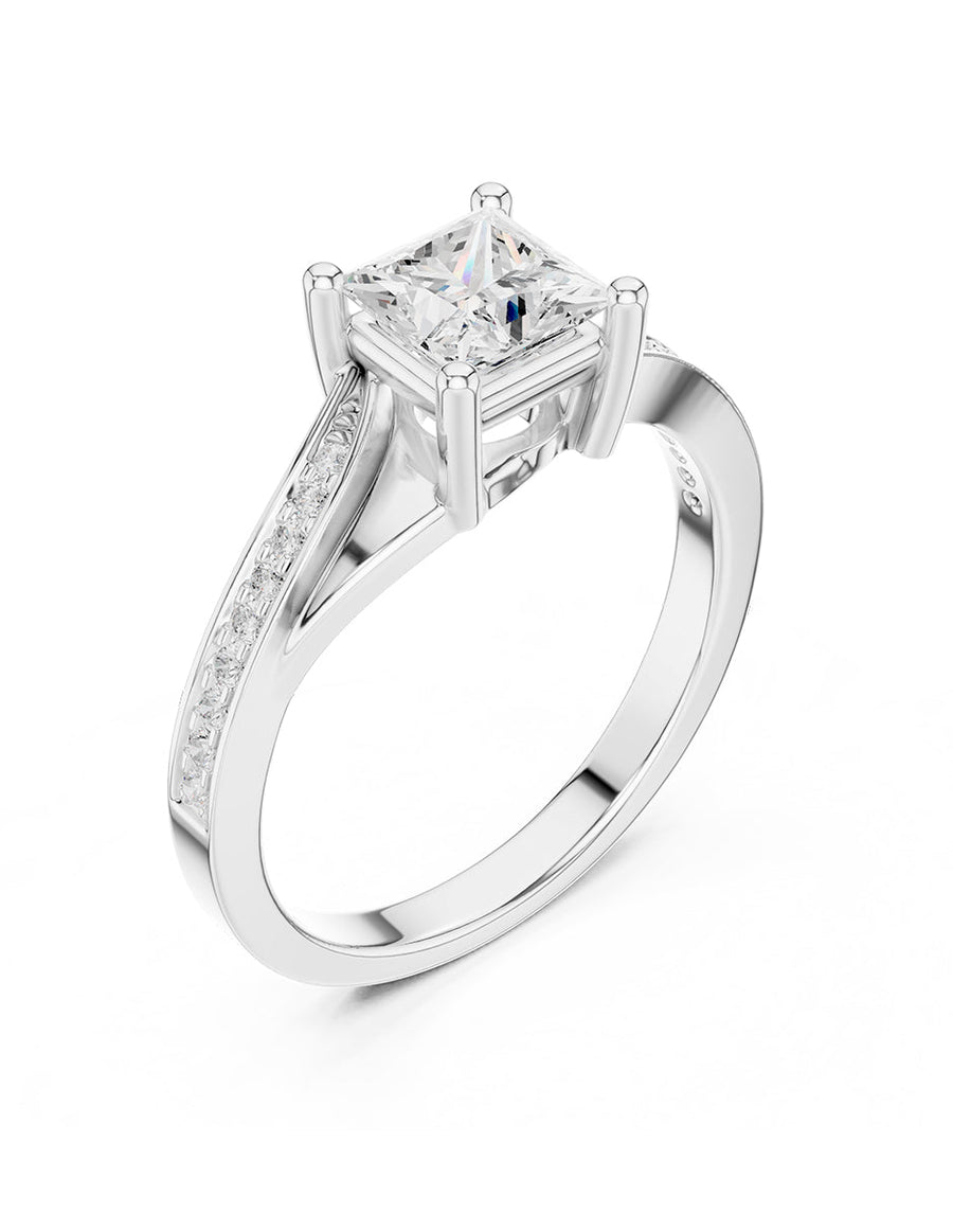 Anillo de compromiso - piedras laterales - AMORE250-PR-LG
